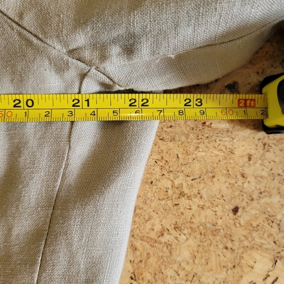 Peck & Peck Tan Linen Blazer One Button Closure Lined Ruffle Detail Size XL - Picture 12 of 12